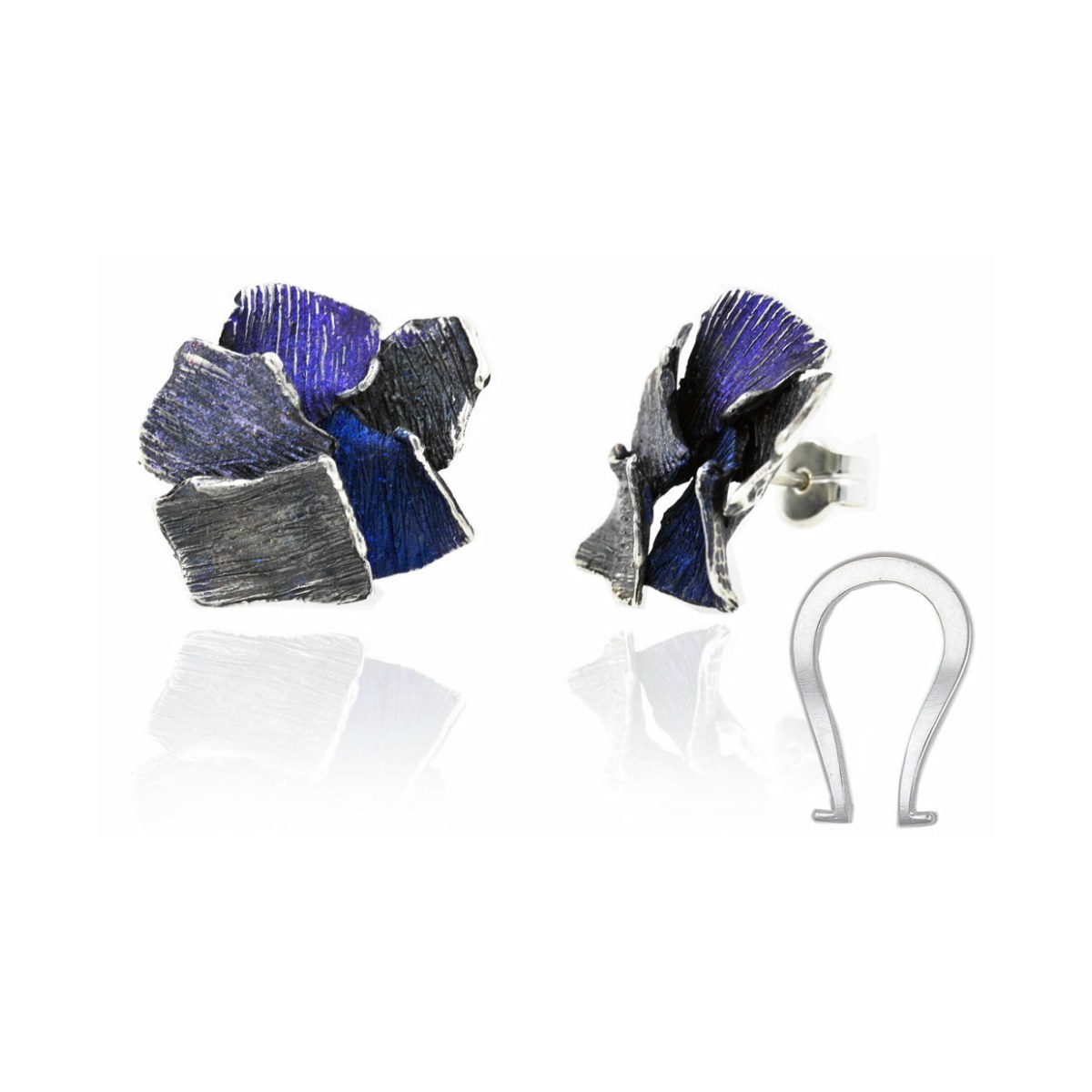 Big blue/violet Summum earrings van Arior Barcelona