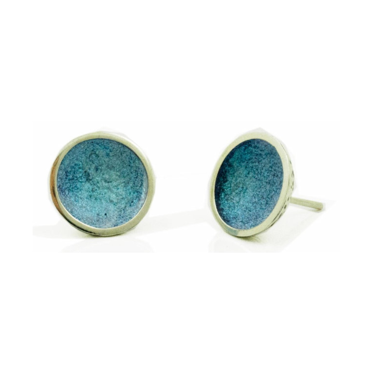 Big light blue Singular 1 round earrings van Arior Barcelona
