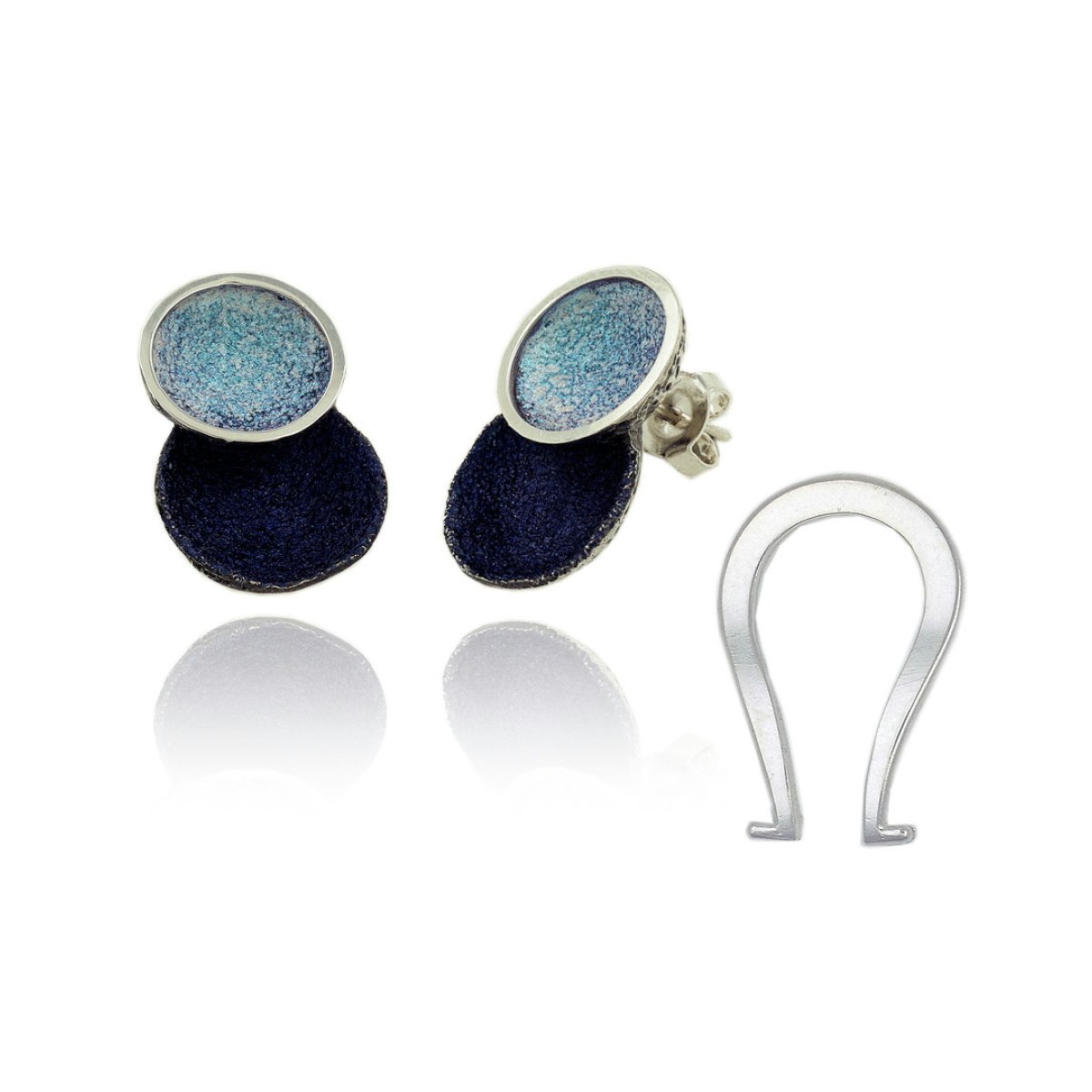 Singular big blau 2 round earring van Arior Barcelona