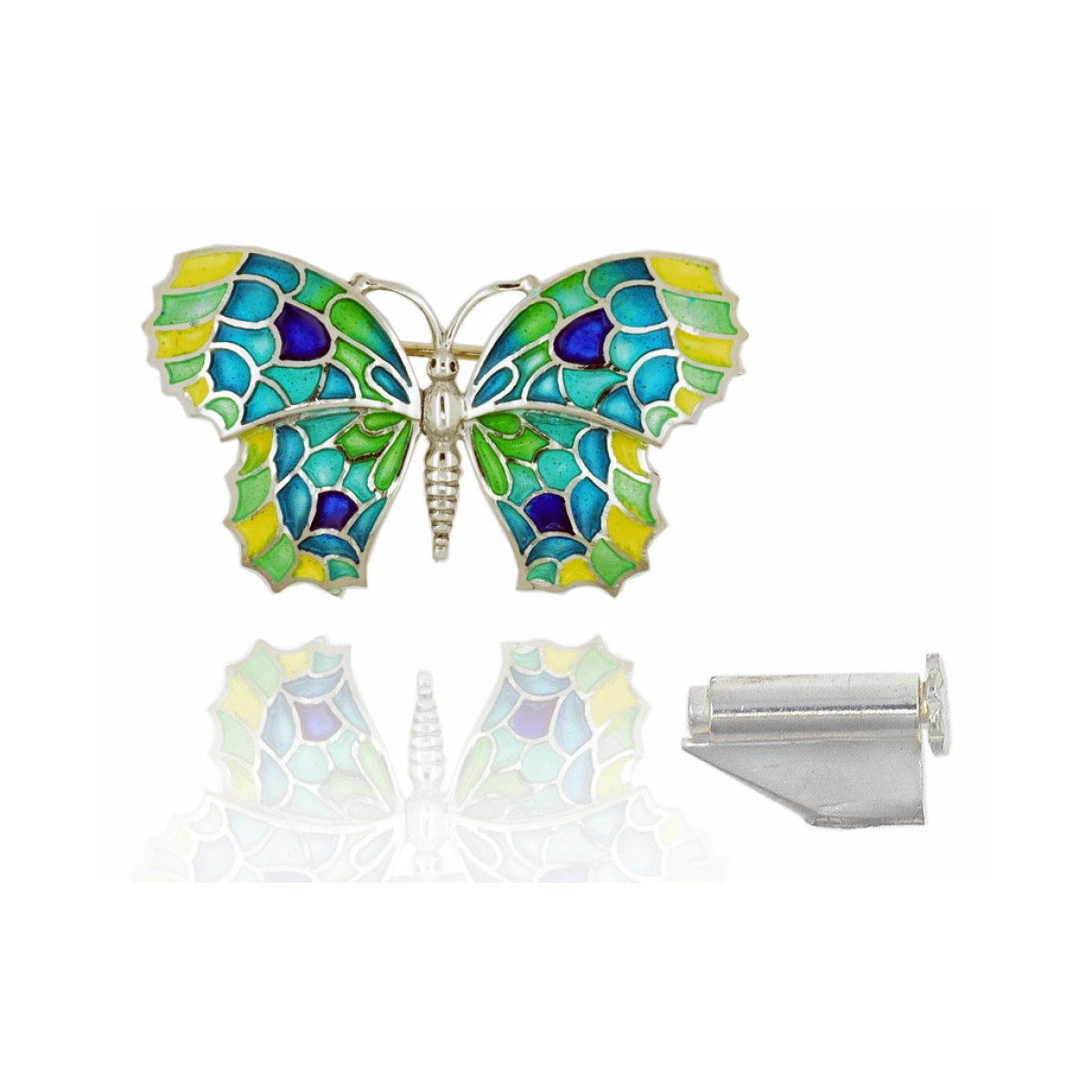 Medium Yellow-Green-Blue Butterfly Brooch van Arior Barcelona