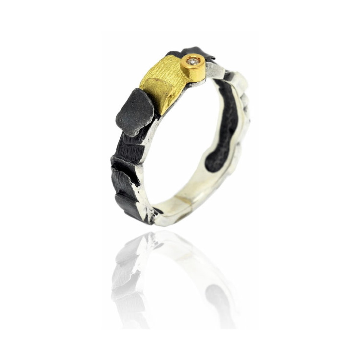 Xaloc silver&gold ring van Arior Barcelona