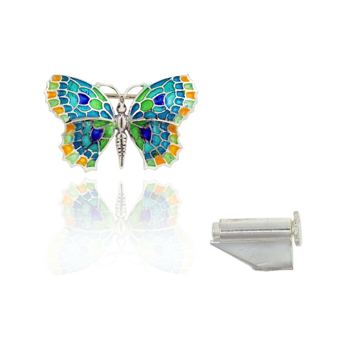 Small Yellow-Green-Blue Butterfly Brooch van Arior Barcelona