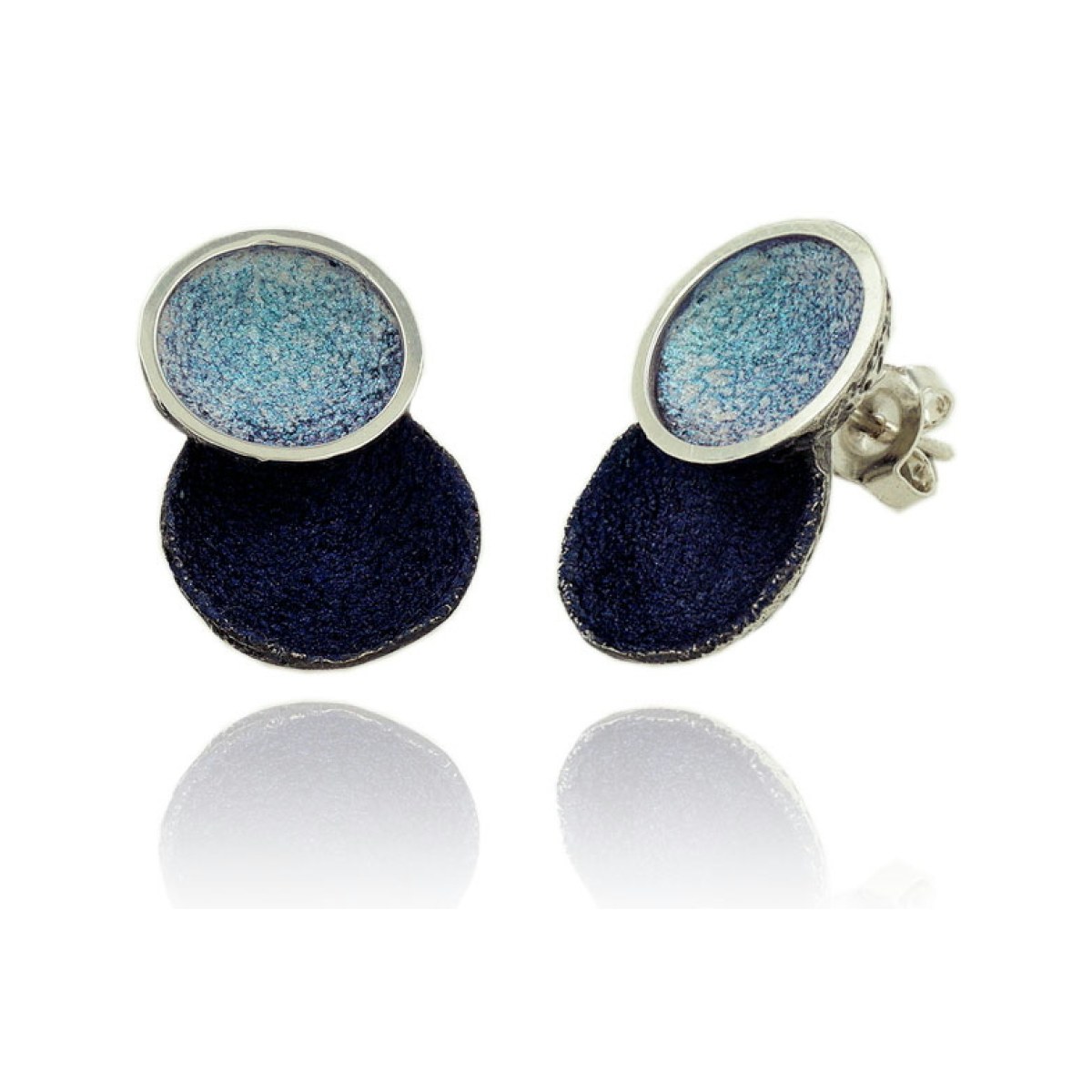 Singular big blau 2 round earring van Arior Barcelona