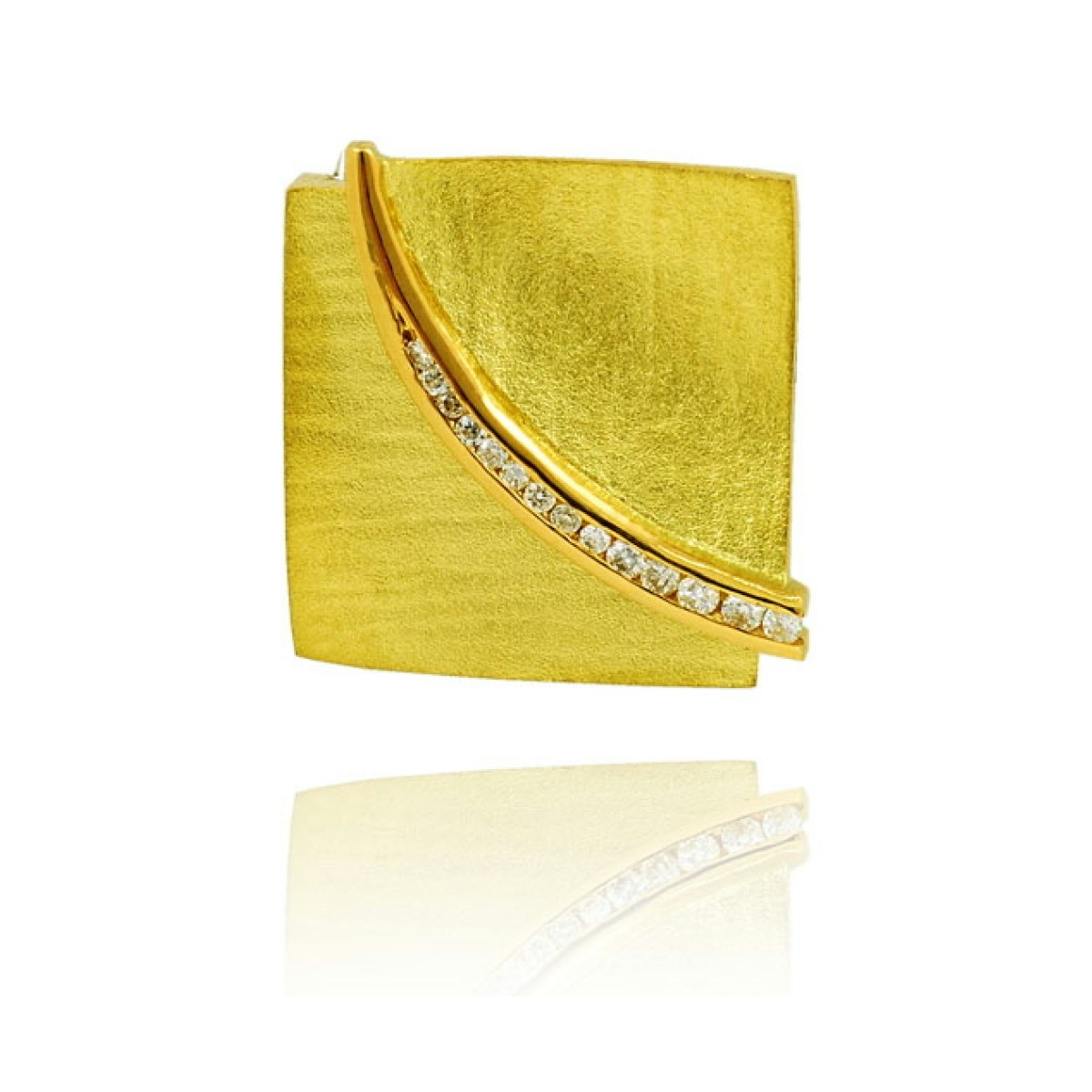 Small Pendant Doble Fulla, Gold with Diamonds van Arior Barcelona