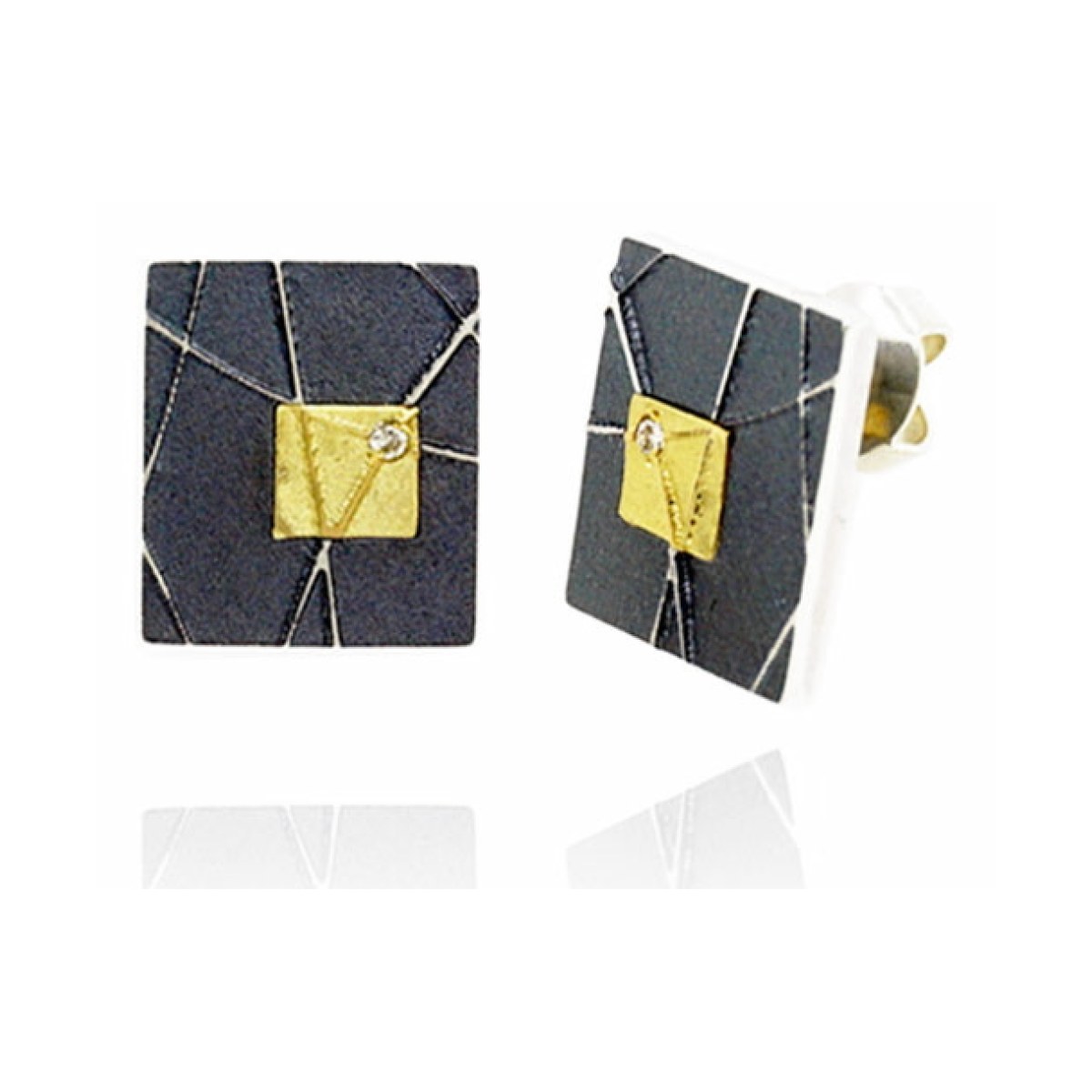 Square Silver and Gold Earrings van Arior Barcelona