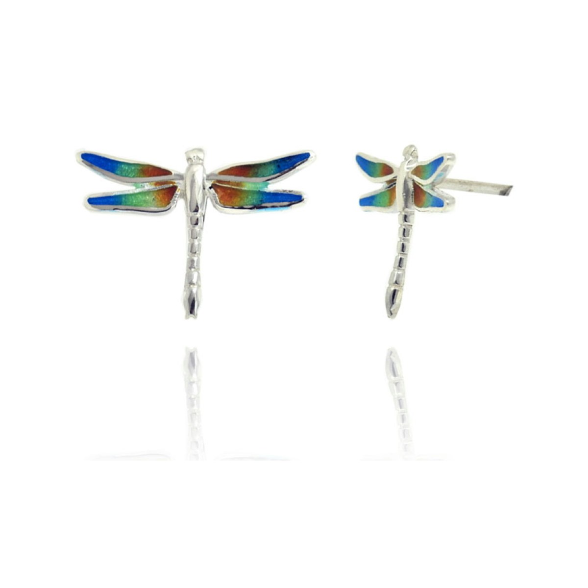 Dragonfly blue-green-orange little earring van Arior Barcelona