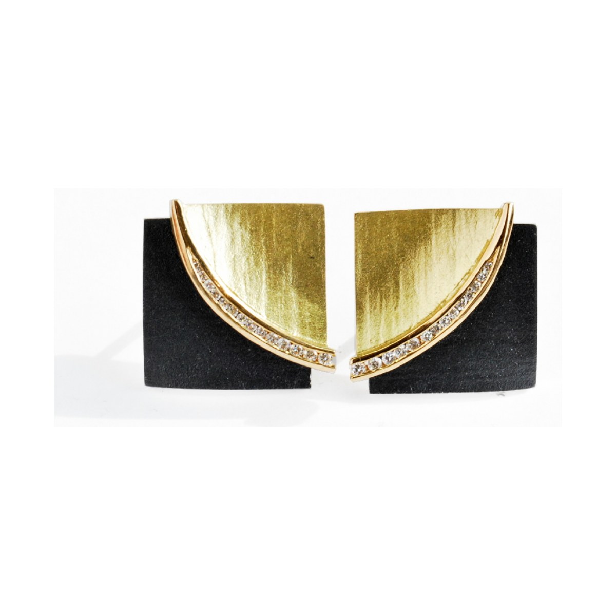 DobleFulla silver&gold&diamonds big earring van Arior Barcelona