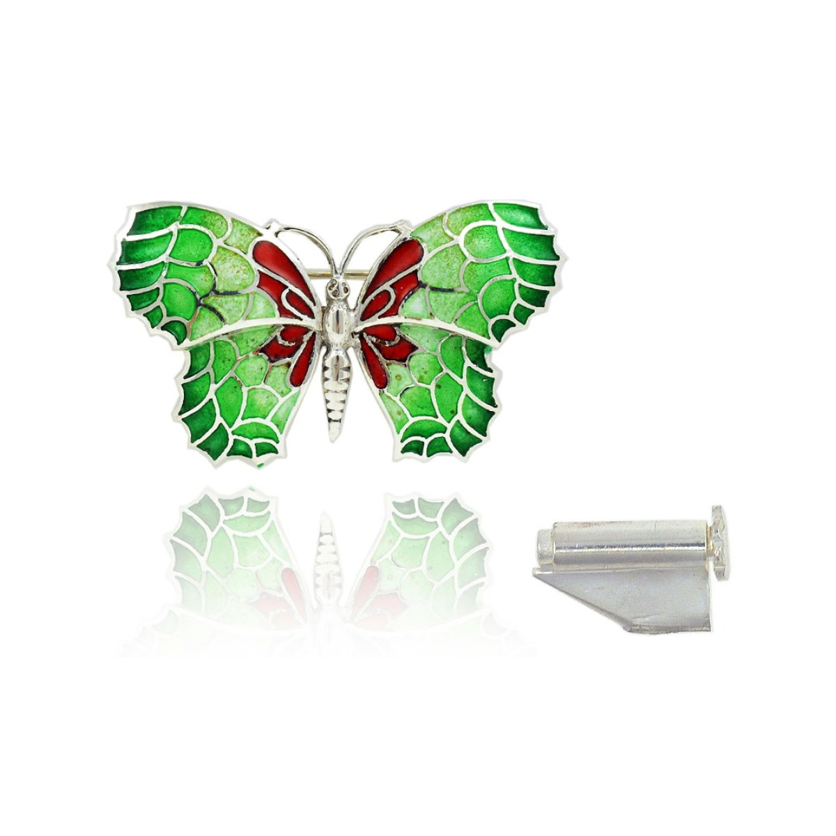 Medium Green-Red Butterfly Brooch van Arior Barcelona