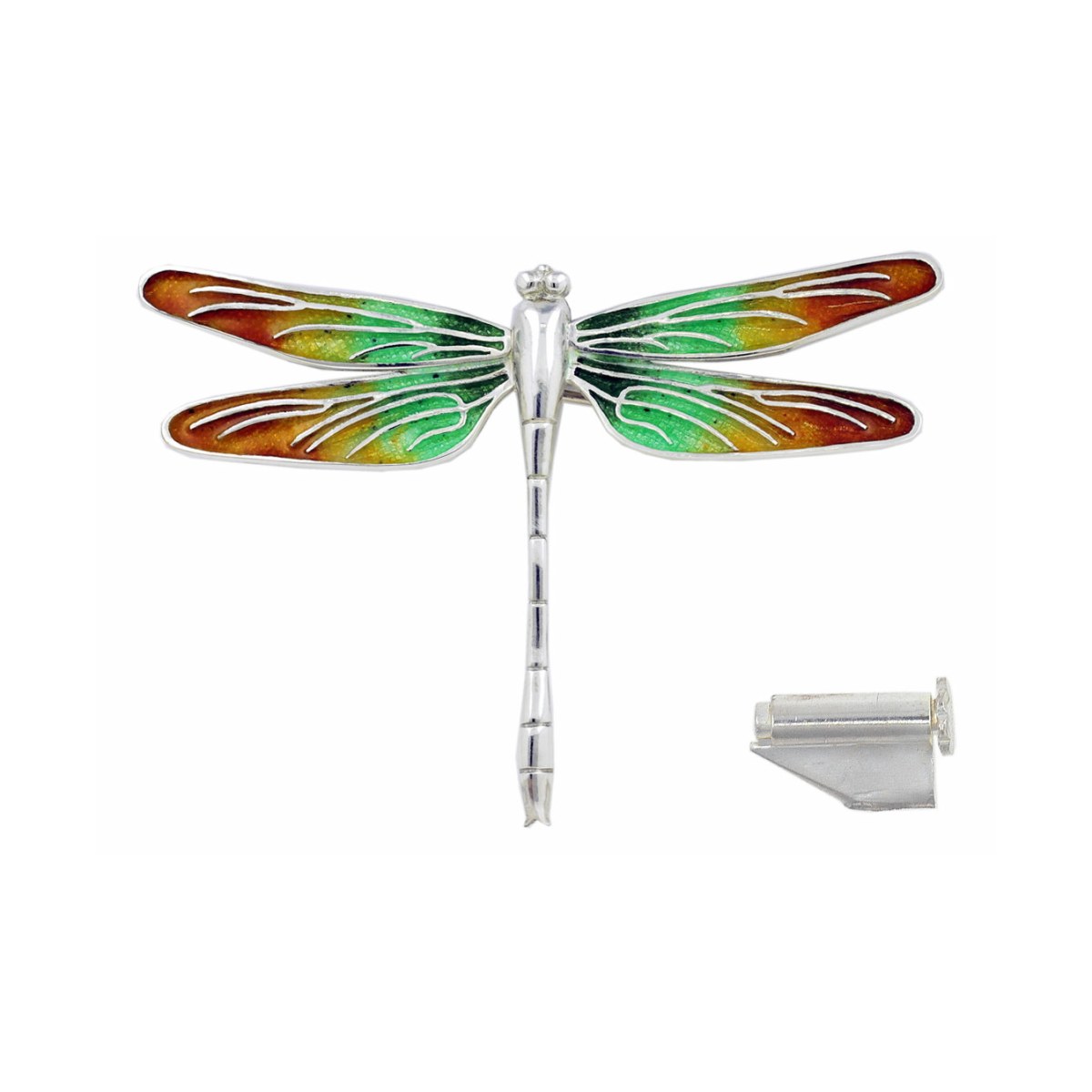 Large Green-Yellow-Orange Dragonfly Brooch van Arior Barcelona