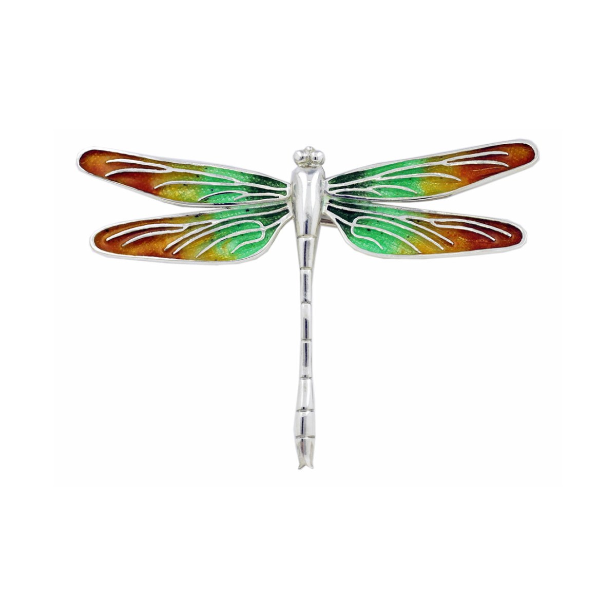 Large Green-Yellow-Orange Dragonfly Brooch van Arior Barcelona