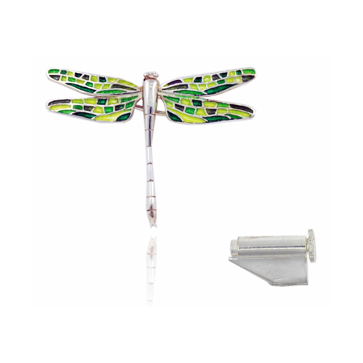 Little green mosaic Dragonfly brooch van Arior Barcelona