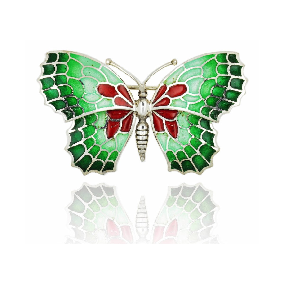 Large Red-Green Butterfly Brooch van Arior Barcelona