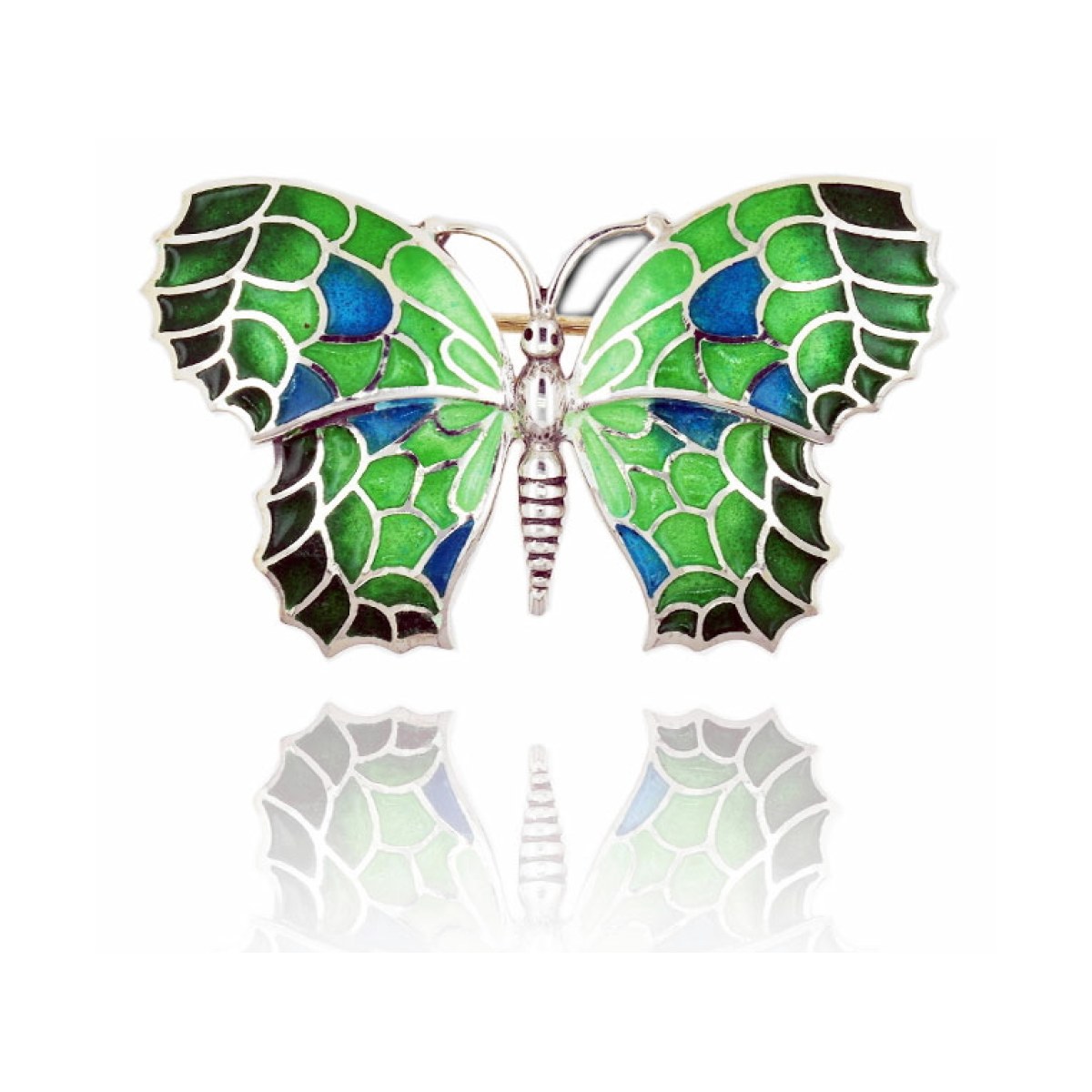 Mosaic "trencadís" Butterfly green medium brooch van Arior Barcelona