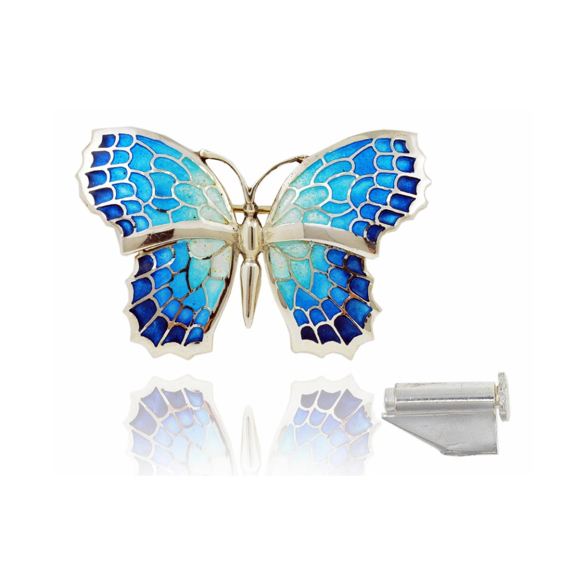 Large Blue Fly Butterfly Brooch van Arior Barcelona