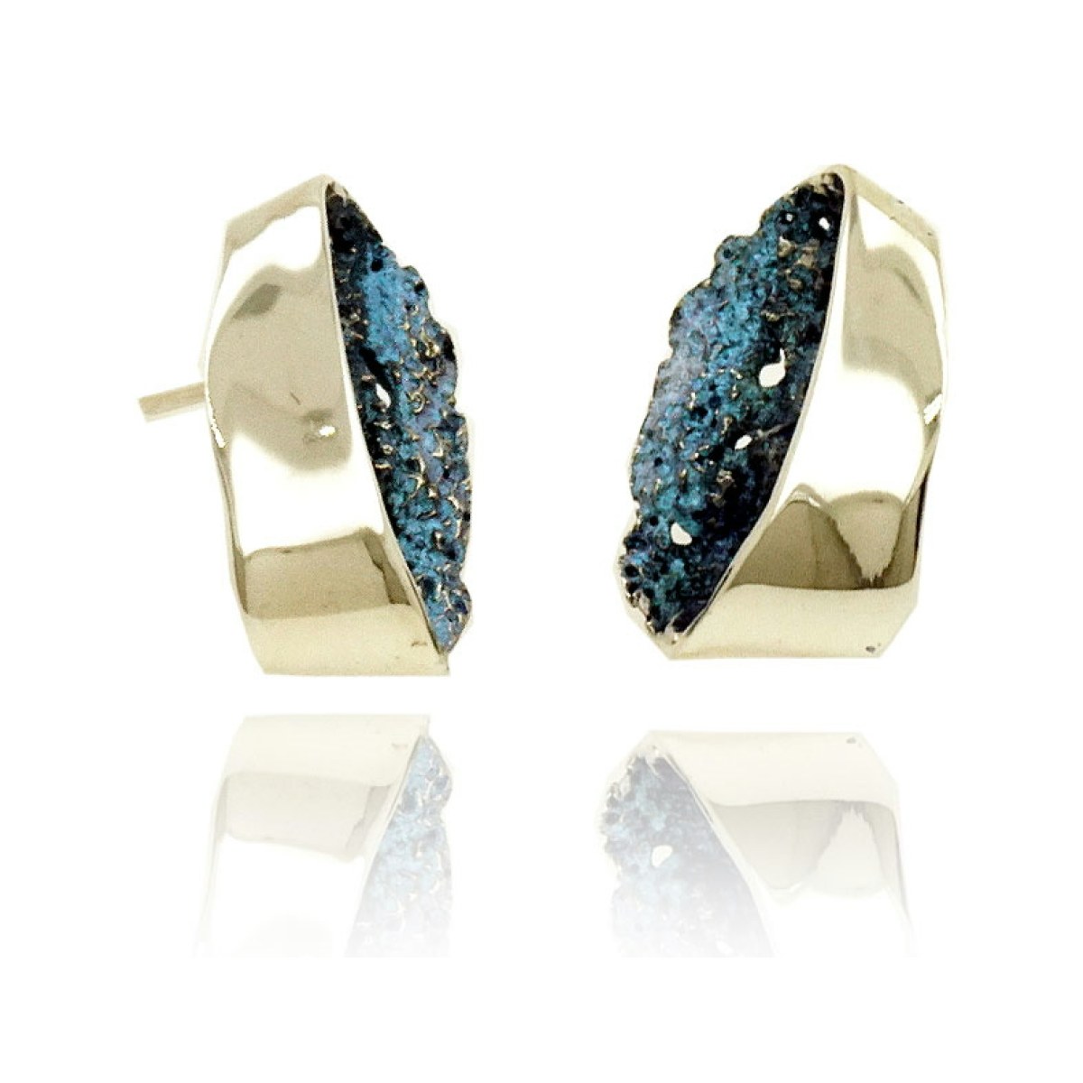 Formentera-blue Gala big earrings van Arior Barcelona