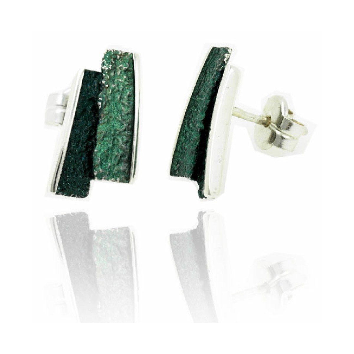 Small emerald-green Troia earrings van Arior Barcelona