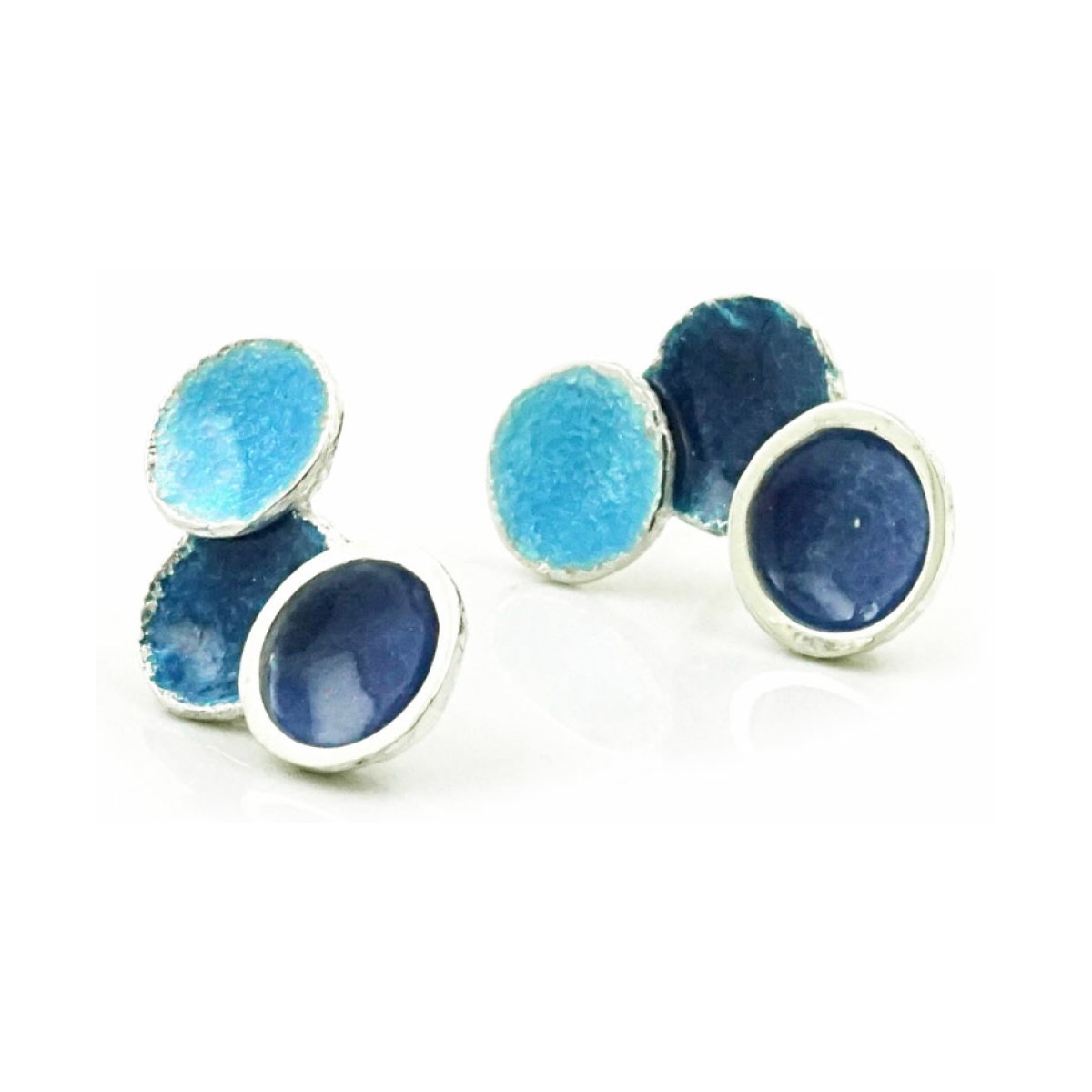 Singular blue 3 round earring van Arior Barcelona