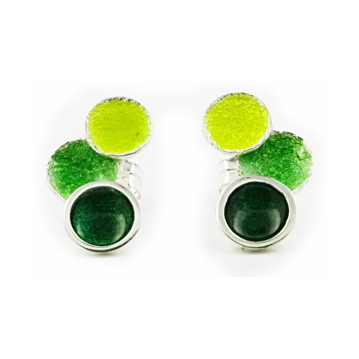 Singular green 3 round earring van Arior Barcelona