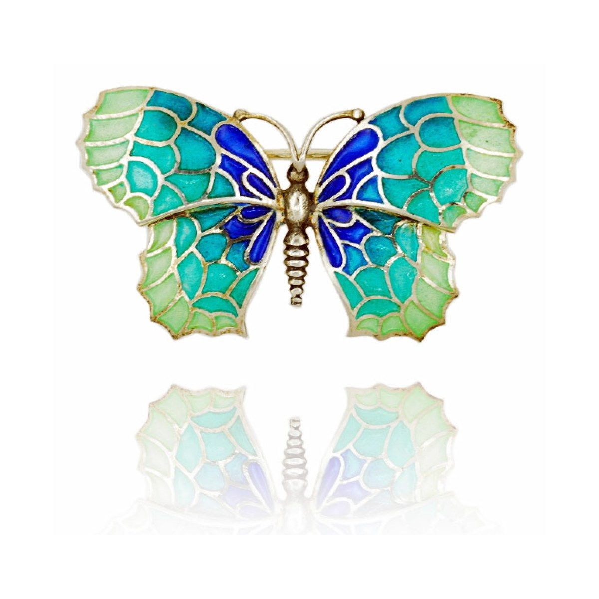 Medium Blue-Green “Trencadís” Mosaic Butterfly Brooch van Arior Barcelona