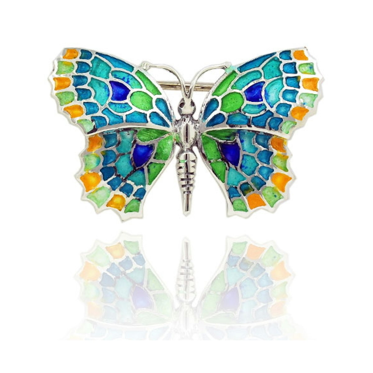 Small Yellow-Green-Blue Butterfly Brooch van Arior Barcelona