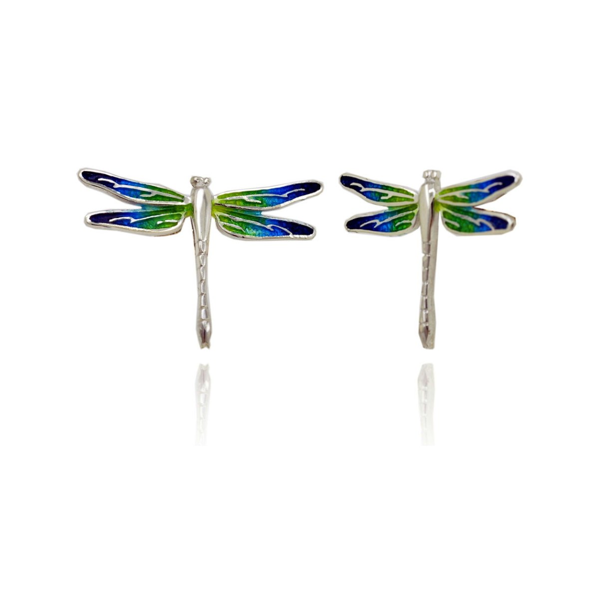 Large Blue-Green-Yellow Dragonfly Earrings MENORCA van Arior Barcelona
