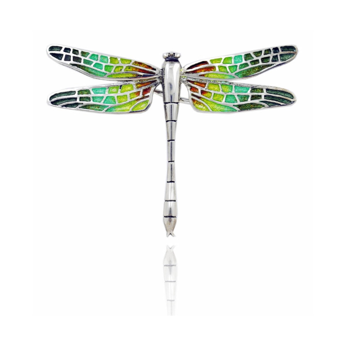 Small Orange-Yellow-Green “Trencadís” Mosaic Dragonfly Brooch van Arior Barcelona
