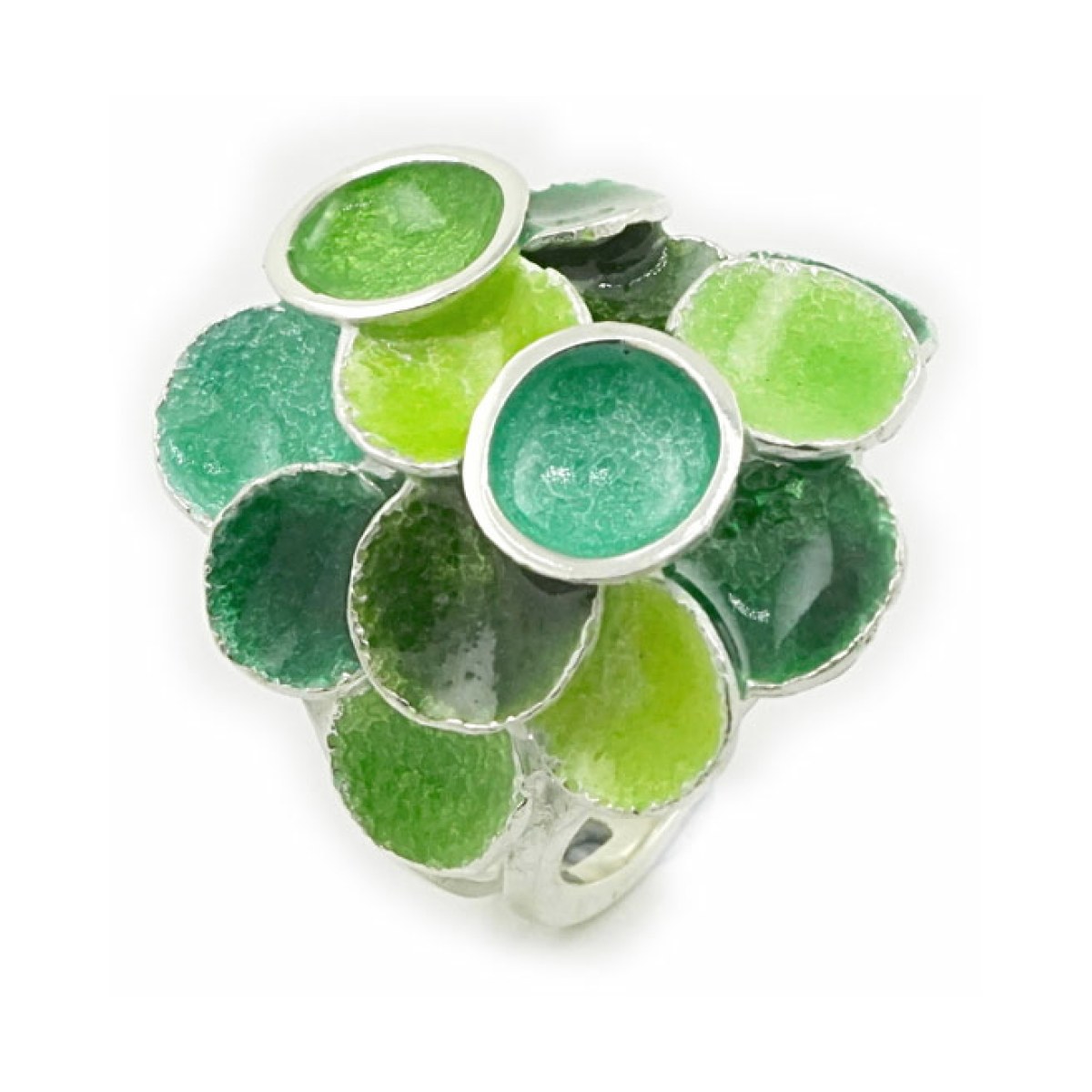 Singular green multi round ring van Arior Barcelona