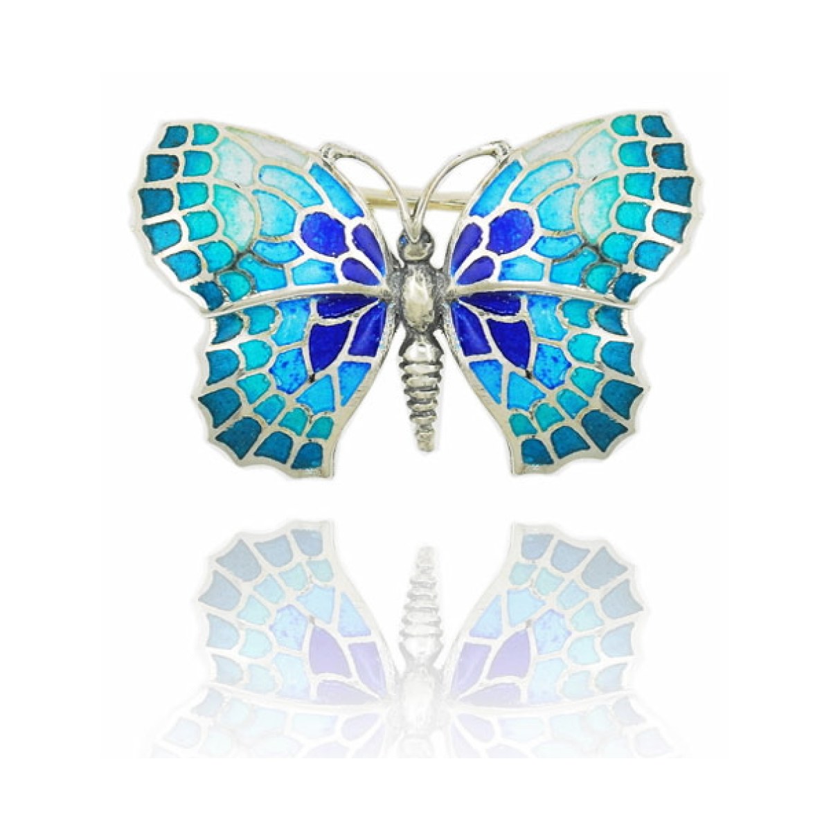 Mosaic "trencadís" blue Butterfly little brooch van Arior Barcelona