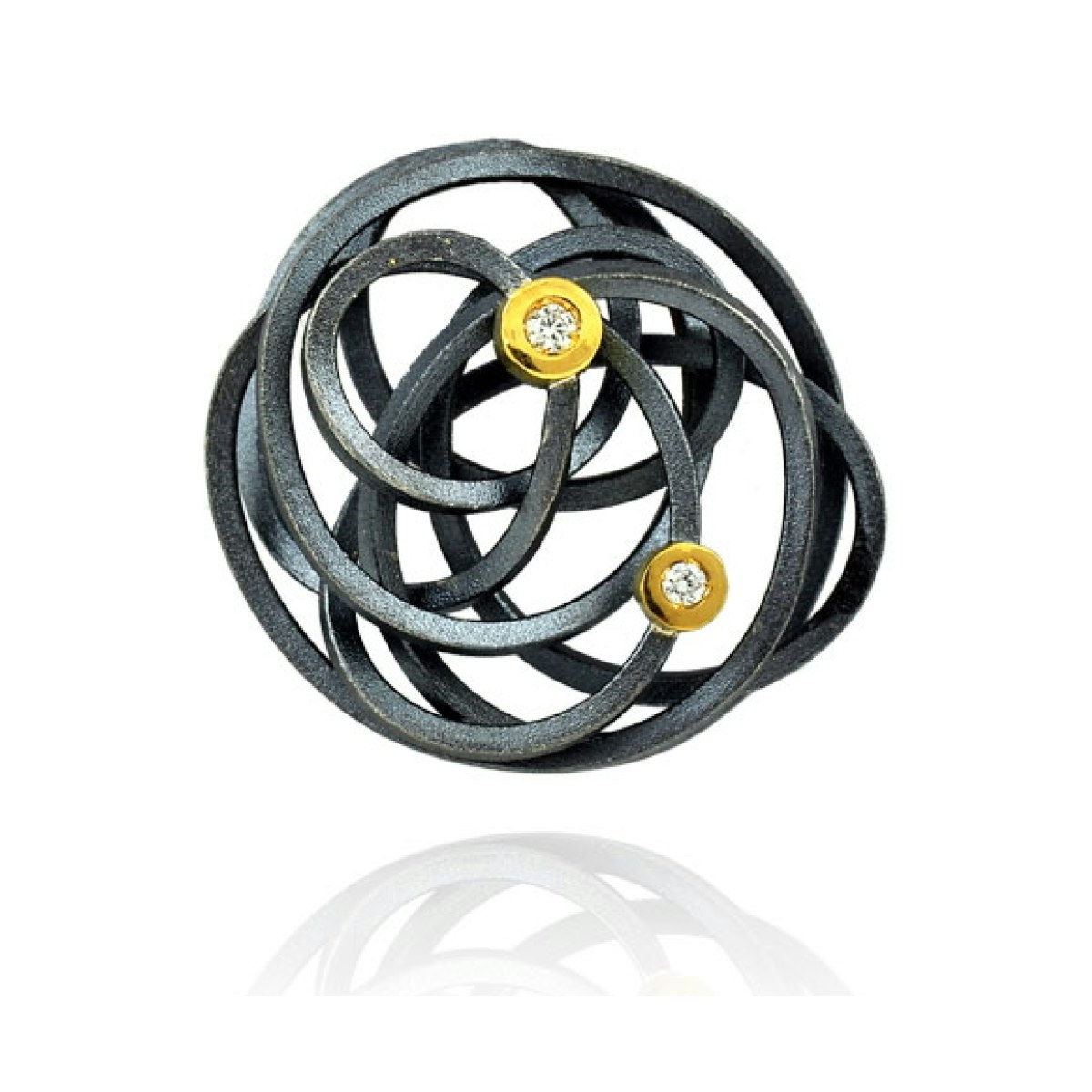 Caos silver&gold 2 brilliants pendant van Arior Barcelona