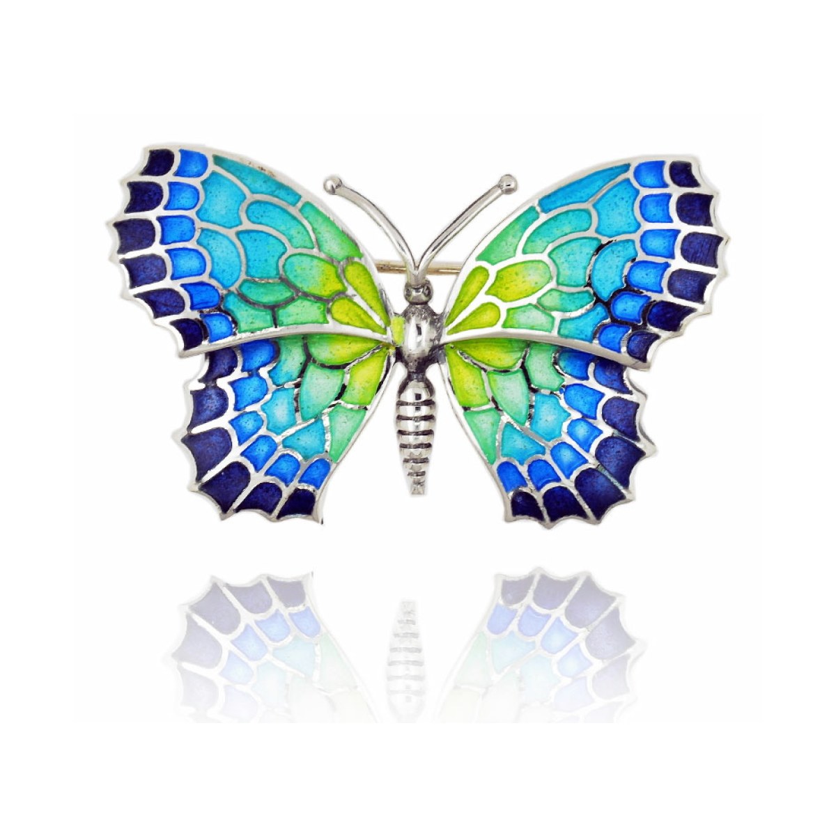 Large blue-green-yellow butterfly brooch van Arior Barcelona