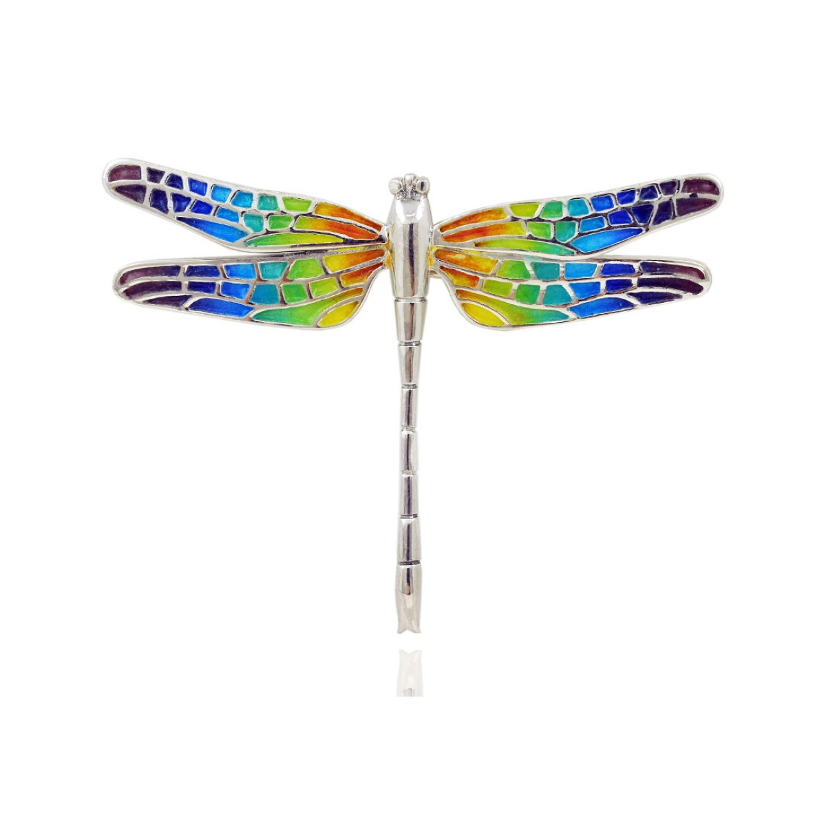Mosaic "trencadís" Dragonfly orange big brooche van Arior Barcelona