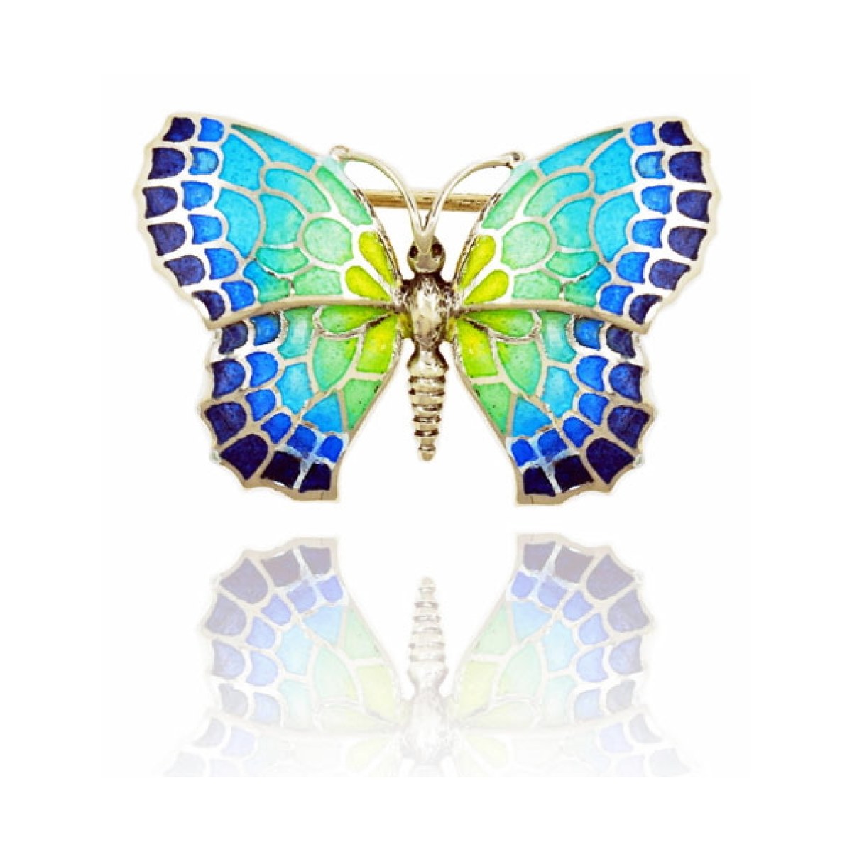 Small blue-green-yellow butterfly brooch van Arior Barcelona