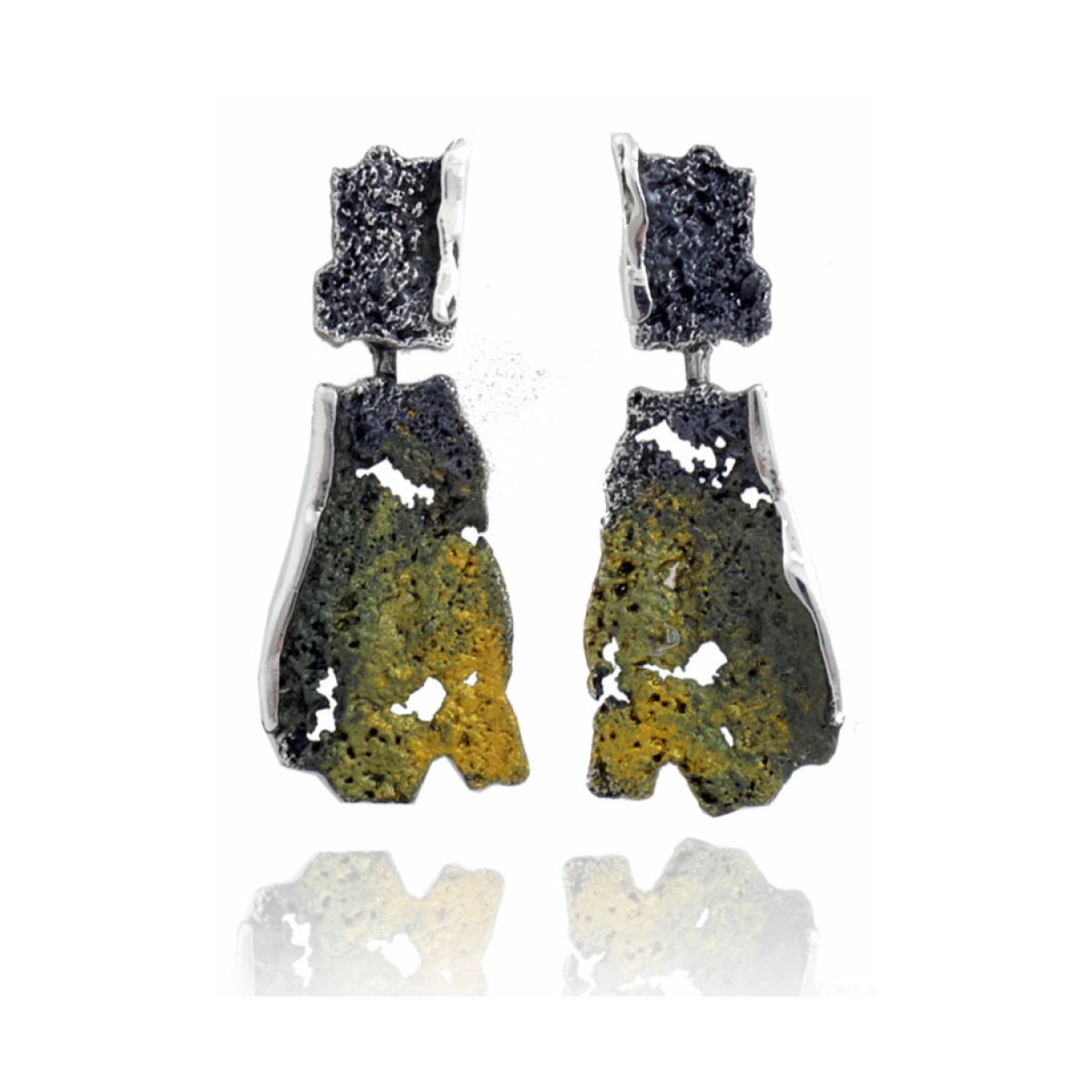 Intenzza Lichen-green 2 pieces earrings van Arior Barcelona