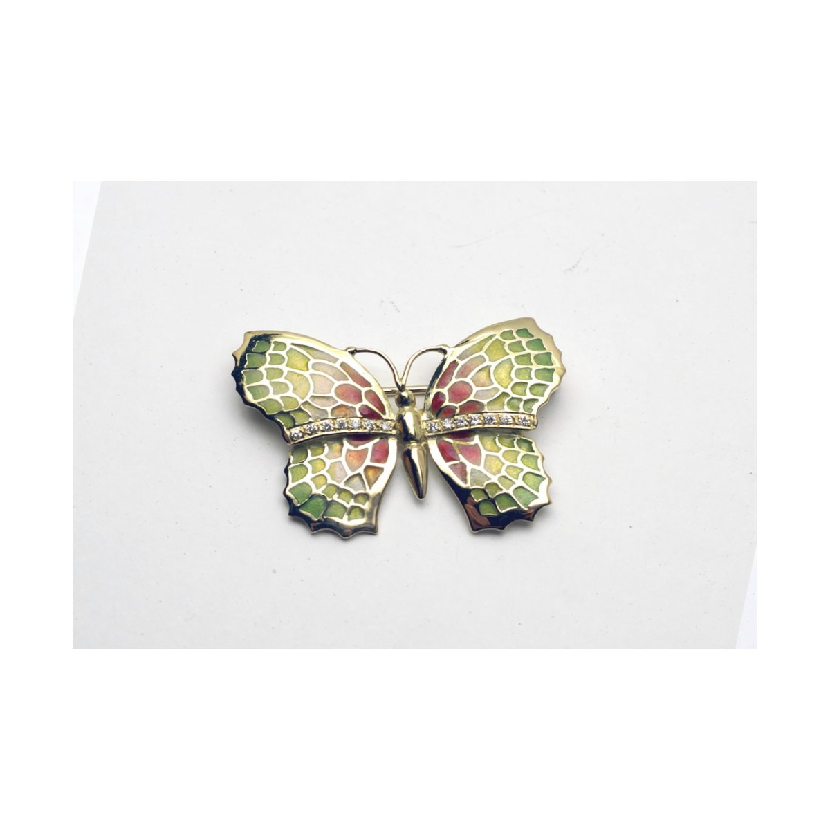 Small Green-Pink Butterfly Brooch Union Suiza van Arior Barcelona