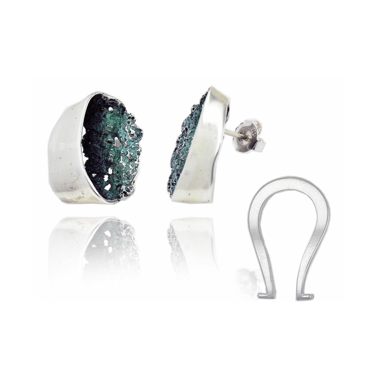 Emerald-green Gala big earrings van Arior Barcelona