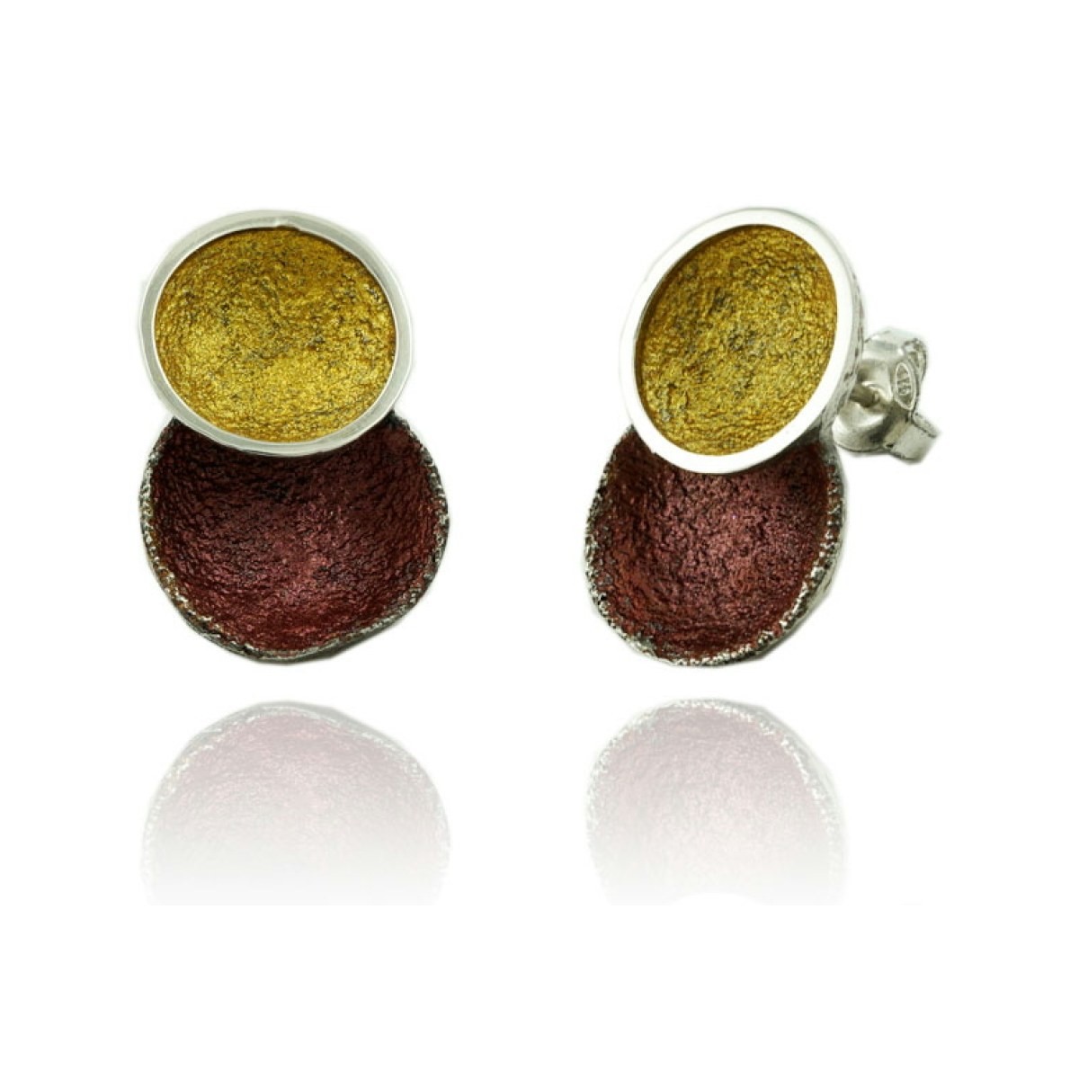 Singular big ochre 2 round earring van Arior Barcelona