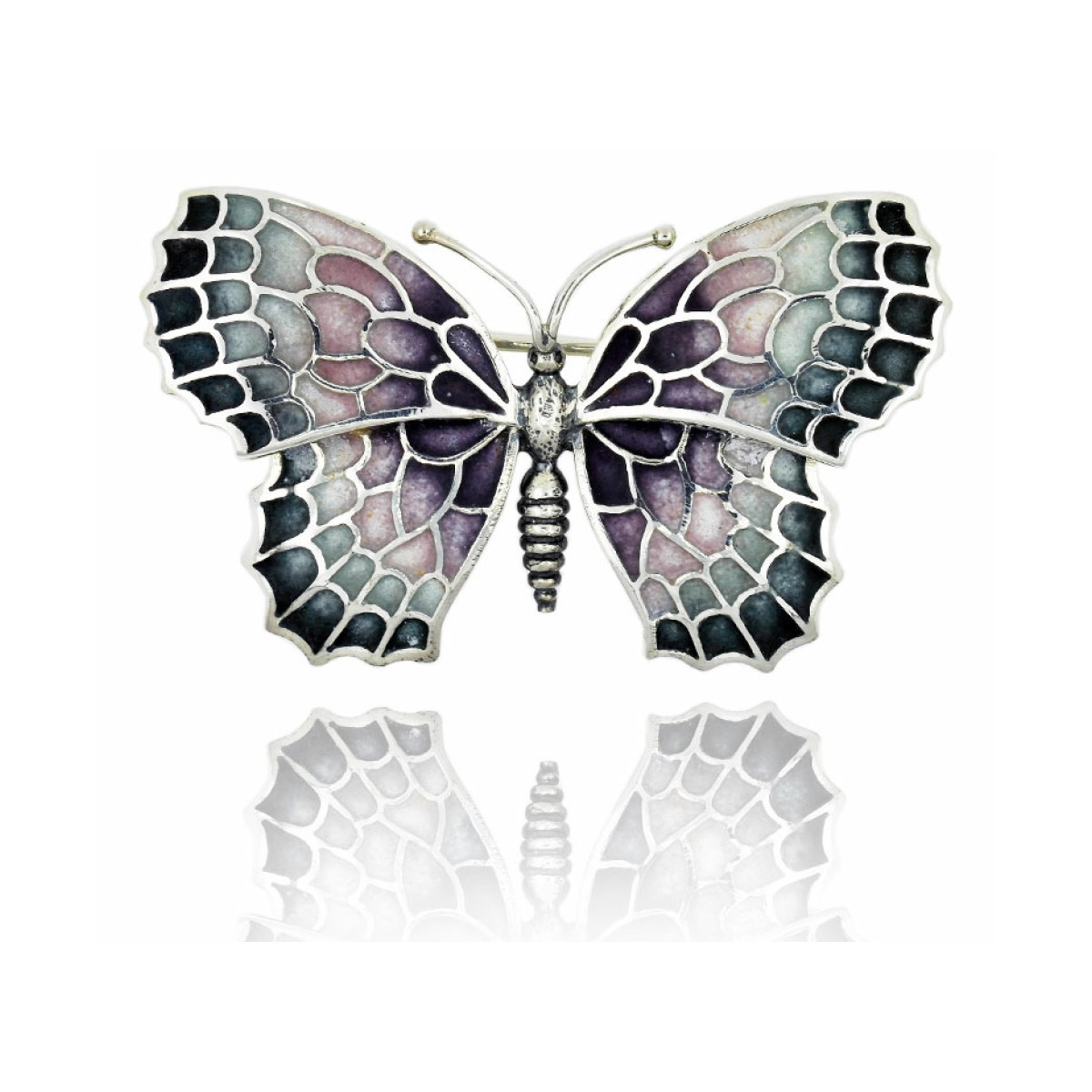 Mosaic "trencadís" Butterfly violet-grey big brooch van Arior Barcelona