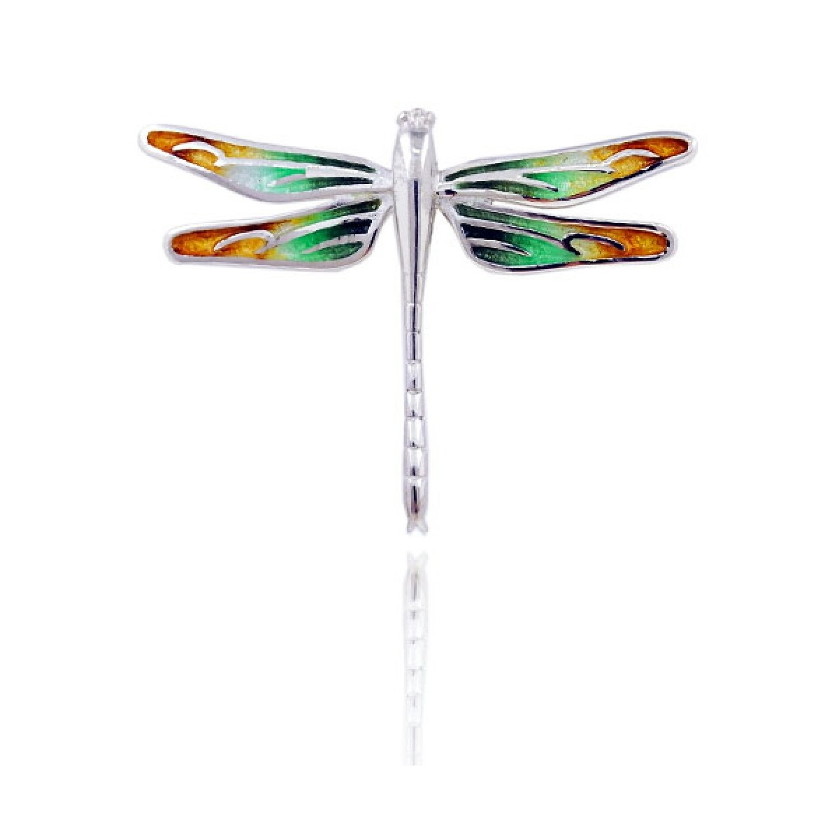 Dragonfly green-red-yellow enamel pendant van Arior Barcelona