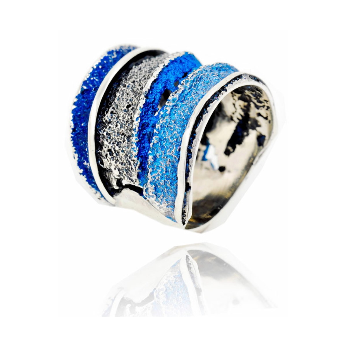 Big electric-blue Sinera ring van Arior Barcelona