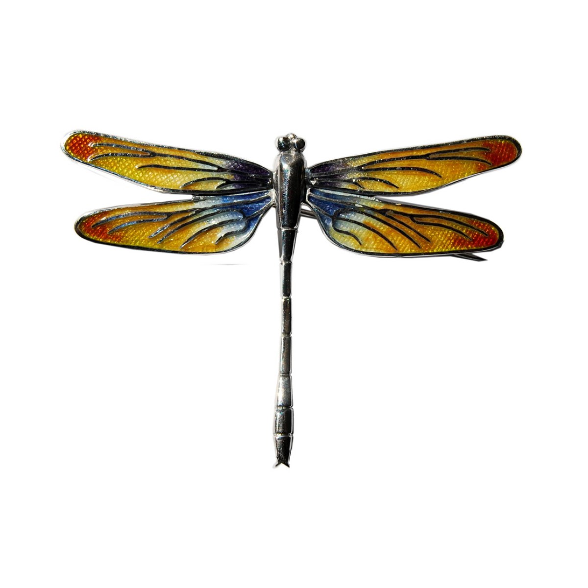 Large Yellow-Blue-Violet-Orange Dragonfly Brooch van Arior Barcelona
