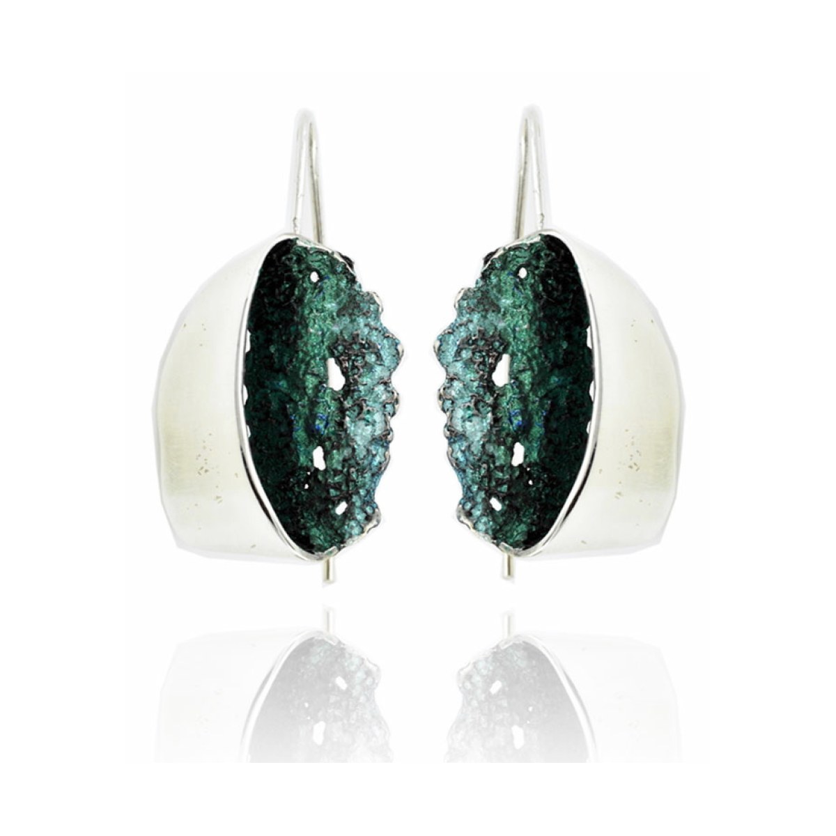 Emerald-green Gala big earrings van Arior Barcelona
